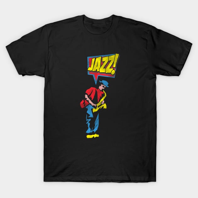 Saxophone Player Cartoon Style T-Shirt by jazzworldquest